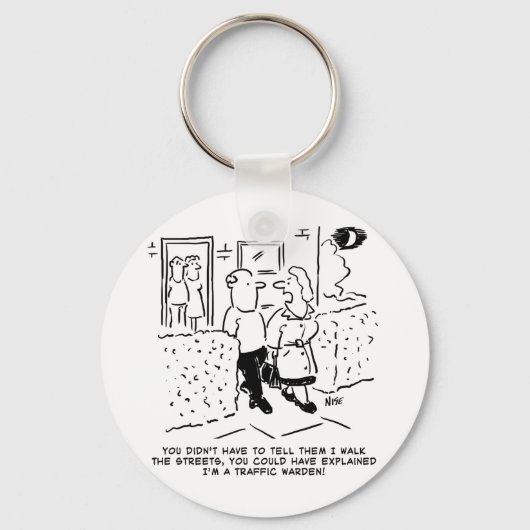 妻が通りを歩く。漫画おもしろい キーホルダー (正面)