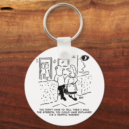 妻が通りを歩く。漫画おもしろい キーホルダー (正面)