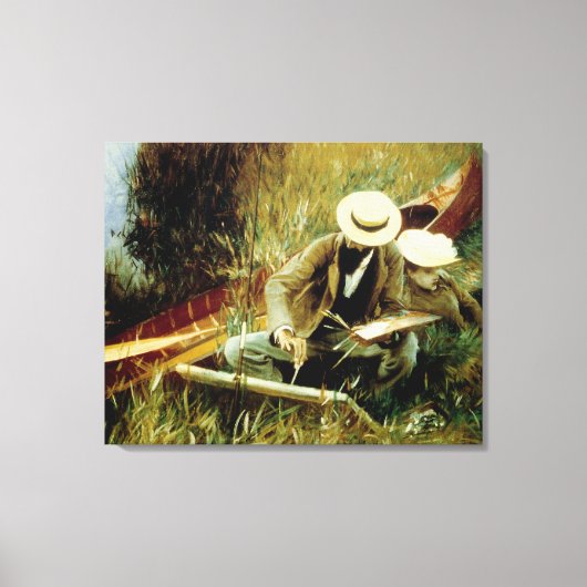 妻とスケッチするポール・ヘレウ キャンバスプリント (正面)