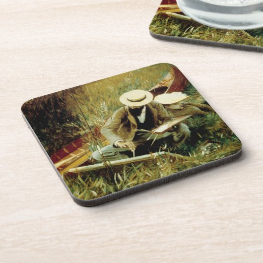 妻とスケッチするポール・ヘレウ コースター (左側)