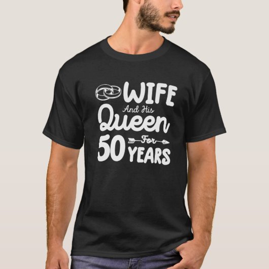 妻と女王の50結婚周年記おもしろい念 Tシャツ (正面)