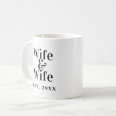 妻と妻のゲイレズビアンの結婚と結婚の日付 コーヒーマグカップ (正面左)