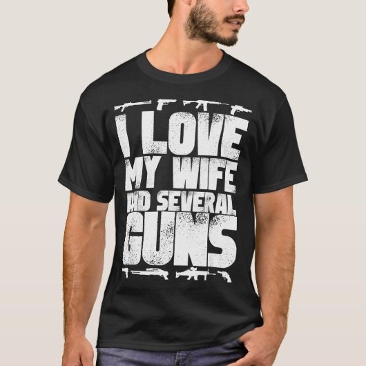妻と数丁の銃が好き - 支持者 夫 Tシャツ (正面)