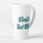 妻と緑の文字 カフェラテマグ (右アングル)