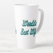 妻と緑の文字 カフェラテマグ (右アングル)