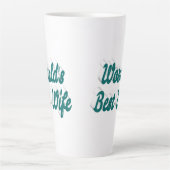 妻と緑の文字 カフェラテマグ (正面)