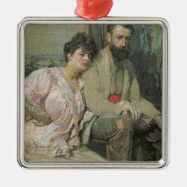 妻と自画像(by Frantisek Kupka)- メタルオーナメント