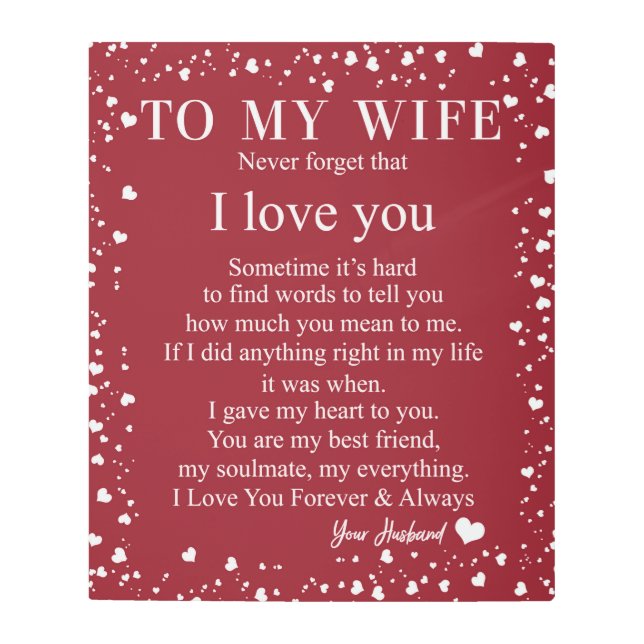 妻にパーソナライズされた宛てた手紙、バレンタイン夫人 メタルプリント (正面)