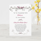 妻に対する名前によるパーソナライズの誕生日 カード (黄色い花)