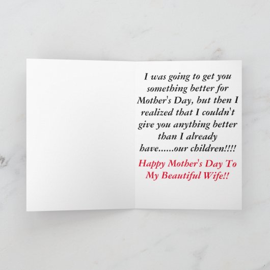 妻に幸せな母の日！ カード (内部)