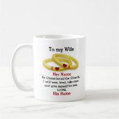 妻に彼女のカップルのリング結婚モノグラムのために コーヒーマグカップ (左)