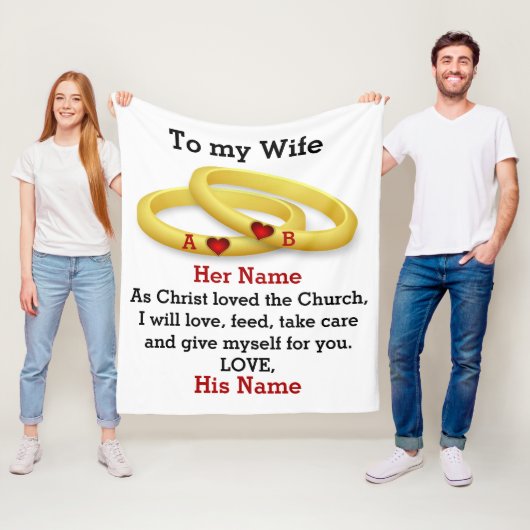 妻に彼女のカップルのリング結婚モノグラムのために フリースブランケット (インサイチュ)