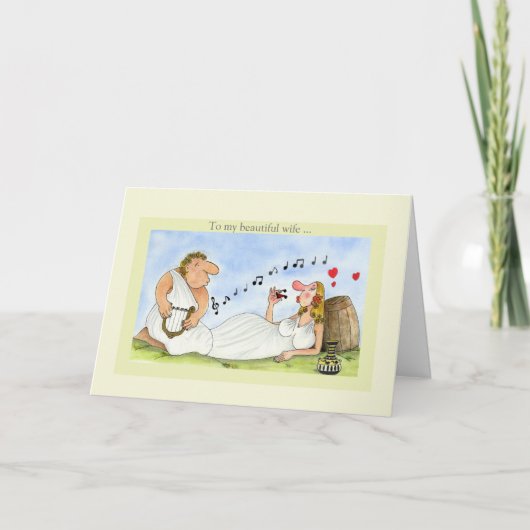 妻に愛される音楽ワインのハッピーアニバーサリーカード カード (正面)