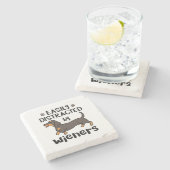 妻に気さくされるダシュント犬 ストーンコースター (横)