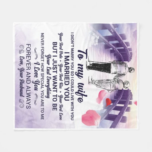 妻に美しい結婚記念日の贈り物 フリースブランケット (正面(横))