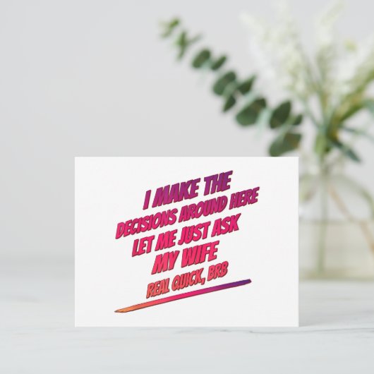 妻に聞いてみるか - 夫のユーモア 笑い ポストカード (スタンド正面)