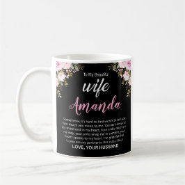 妻のためのピンクのローズのメッセージを持つ名前をカスタムする コーヒーマグカップ