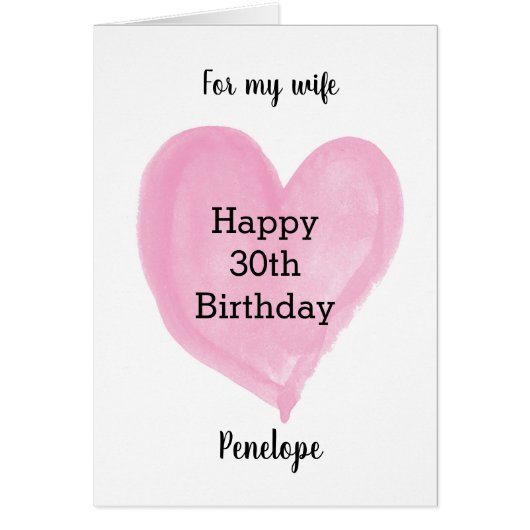 妻のためのピンクの水色ハート誕生日 (正面)