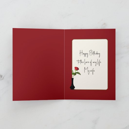妻のためのワインとバラの誕生日 カード (内部)