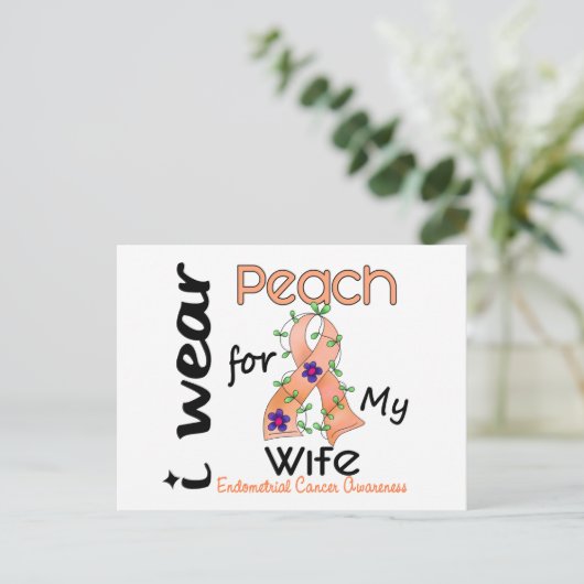 妻のための子宮内膜がんI衣服の桃43 ポストカード (スタンド正面)