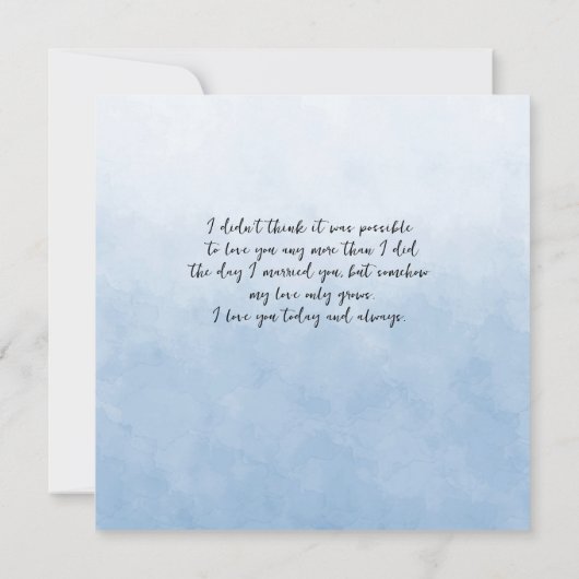 妻のアニバーサリーブルーとオレンジポピズバーケージ ノートカード (裏面)