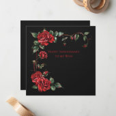 妻のアニバーサリーレッドローゼフレームオンブラック ノートカード (正面/裏面インサイチュ)