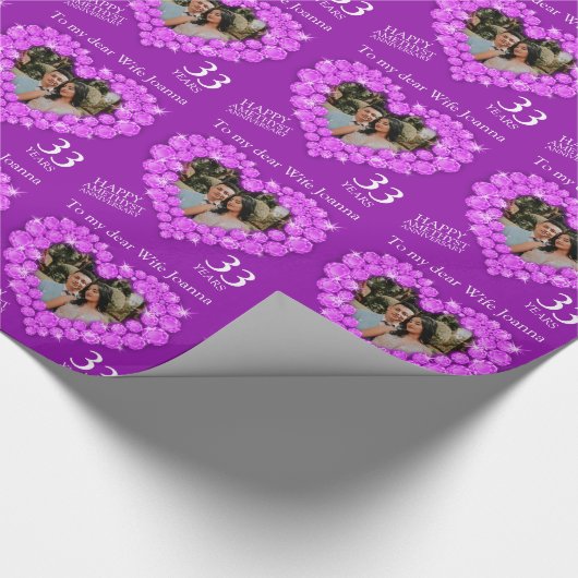 妻のアメジスト記念写真と年ラップ ラッピングペーパー (角)