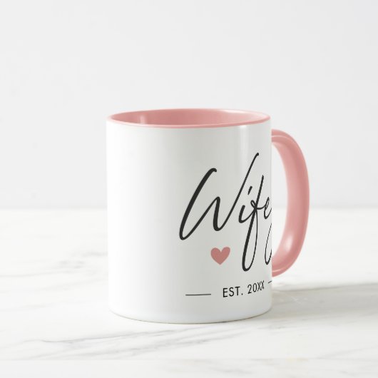 妻のエレガントモダンタイポグラフィ妻 マグカップ (正面右)