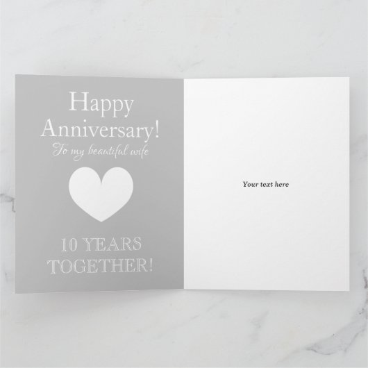 妻のカスタムハッピーアニバーサリーグリーティングカード カード (内部)