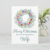 妻のカラフルクリスマスリース シーズンカード (スタンド正面)