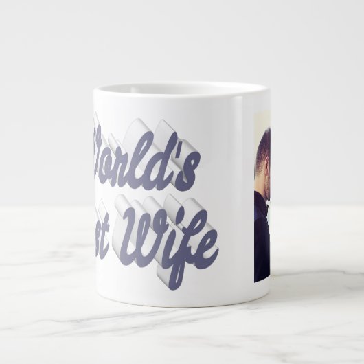 妻の写真グレーの巨大コーヒーマグ ジャンボコーヒーマグカップ (正面)