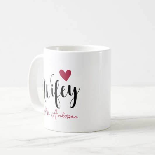 妻の名前と日結婚付け記念日 コーヒーマグカップ (正面左)