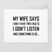 妻の夫の二つの欠点は聞おもしろいない ポストカード (正面)