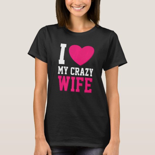 妻の夫熱狂するハート妻が好き結婚した Tシャツ (正面)