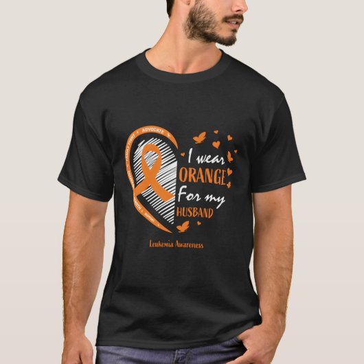 妻の女性I衣服オレンジ夫の白血病A Tシャツ (正面)