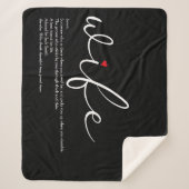 妻の定義の愛のハートエレガントスクリプト シェルパブランケット (正面)