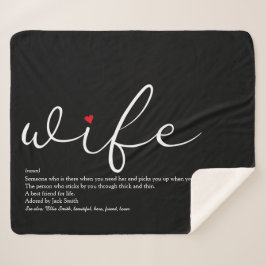 妻の定義の愛のハートエレガントスクリプト シェルパブランケット