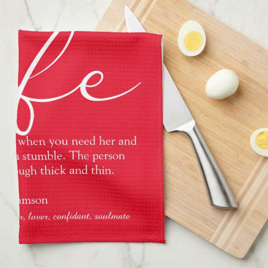 妻の定義スエレガントクリプト愛ハート赤 キッチンタオル (四つ折り)