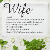 妻の定義 おしゃれなスクリプト 黒と白の楽しい キッチンタオル (折り畳み)