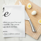 妻の定義 おしゃれなスクリプト 黒と白の楽しい キッチンタオル (四つ折り)