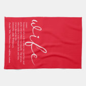 妻の定義 エレガント スクリプト ラブ ハート レッド キッチンタオル (横)