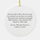 妻の定義 赤い愛のハート エレガントなスクリプト セラミックオーナメント (裏面)