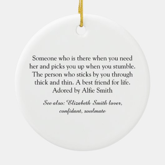 妻の定義Red Loveハートエレガントスクリプト セラミックオーナメント (裏面)