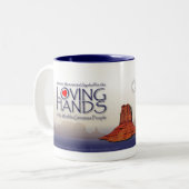 妻の愛情のある手の青のマグ ツートーンマグカップ (正面左)