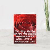 妻の結婚記念日の赤ローズカード カード (正面)