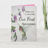妻の美しい1周年を迎える初めての幸せな記念日 カード (正面)