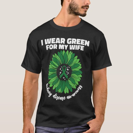 妻の腎臓病啓発のためグリーンを身に着ける Tシャツ (正面)