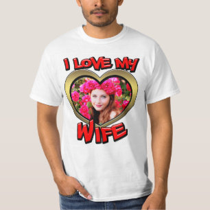 妻の落書きハート金ゴールド赤い写真 Tシャツ