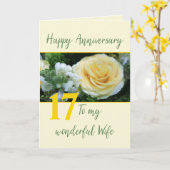 妻の記念日のカスタマイズ可能な記念日 カード (黄色い花)