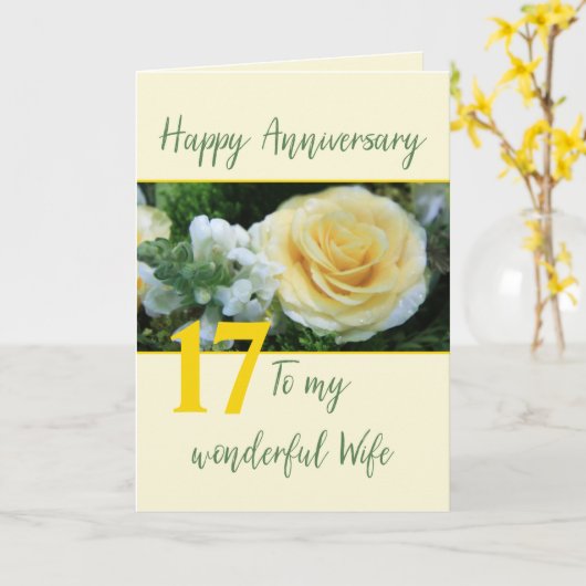 妻の記念日のカスタマイズ可能な記念日 カード (黄色い花)